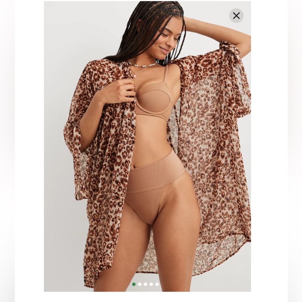 Aerie Brown Leopard print Chiffon Cape/ kimono
